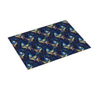 Grande tappetino scolapiatti per bancone della cucina, 45,7 x 61 cm, stampa fenice, colore blu e oro, tappetino assorbente in microfibra per bancone della cucina, tappetino antiscivolo con anello per
