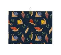 Grande tappetino scolapiatti per bancone della cucina, in microfibra, assorbente, tappetino scolapiatti per cucina, stampa con foglie di lumaca, 45,7 x 61 cm, con anello per appendere