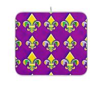 Grande tappetino scolapiatti stampa ad asciugatura rapida resistente al calore opaco cucina bancone decorazione per la casa Mardi Gras Fleur De Lis viola 45,7 x 61 cm