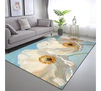 Grande tappeto antiscivolo impermeabile 120 x 170 cm, lavabile, motivo margherite, per soggiorno, camera da letto, sala da pranzo, cucina, facile da pulire, resistente, decorazione per la casa