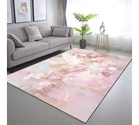 Grande tappeto antiscivolo impermeabile 160 x 230 cm, lavabile, tappeto rosa per soggiorno, camera da letto, sala da pranzo, cucina, facile da pulire, tappeto a pelo corto 6895