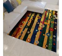 Grande tappeto arcobaleno a righe geometriche, lavabile, antiscivolo, per soggiorno, camera da letto, studio, corridoio, 150 x 180 cm, design sottile