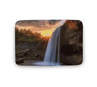 Grande tappeto con cascata al tramonto, in velluto di corallo, con retro in gomma, antiscivolo, per vasca da bagno, elegante, lavabile, per sala giochi, 50 x 80 cm