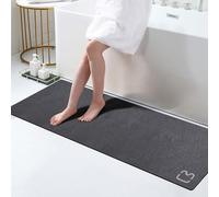 Grande tappeto da bagno extra lungo a rapido asciugatura, super assorbente, con retro in gomma antiscivolo, per bagno, vasca, doccia, lavandino, grigio scuro (43,2 x 150 cm)