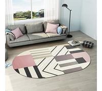 Grande tappeto rotondo dal design geometrico moderno, antiscivolo, lavabile, tappeto ovale per soggiorno e camera da letto, 120 x 160 cm, elegante accento per la casa.