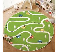 Grande tappeto rotondo per bambini, 190 cm, lavabile, antiscivolo, morbido, decorazione per la cameretta dei bambini, soggiorno, camera da letto, pista auto dei cartoni animati in diversi colori