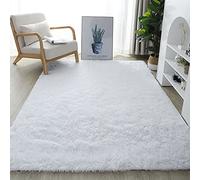 Grande tappeto shaggy 200 x 300 cm, super morbido, antiscivolo, lavabile, moderno, per soggiorno, camera da letto, cameretta dei bambini, colore: bianco