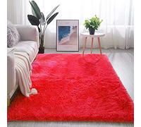 Grande tappeto shaggy super morbido, antiscivolo, lavabile, moderno, decorazione per soggiorno, camera da letto e cameretta dei bambini, rosso, 200 x 400 cm
