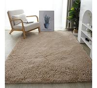 Grande tappeto shaggy super morbido, antiscivolo, lavabile, per soggiorno, camera da letto, cameretta dei bambini, design moderno, colore cammello, 200 x 300 cm