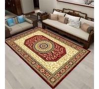 Grande tappeto vintage floreale 300 x 400 cm, facile da pulire, tappeto rosso e giallo per la decorazione del soggiorno, centrotavola perfetto per case accoglienti, design morbido a pelo corto