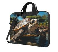 Grande tartaruga e palme borsa per computer portatile antiurto custodia per il trasporto del computer con tracolla messenger borsa a tracolla valigetta 14 pollici