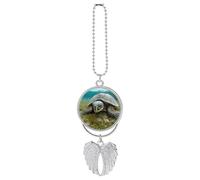 Grande tartaruga ornamento da appendere per auto, in lega di zinco argento, accessori da appendere allo specchio dell'auto, ciondolo decorativo per interni auto, ciondoli divertenti per auto