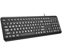 Grande tastiera per computer, con cavo USB, silenziosa, con 4 lettere di stampa sovradimensionate per persone ipovedenti e ipovedenti, facile da vedere e digitare per PC, laptop, Windows