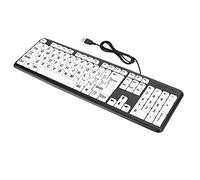 Grande tastiera per computer con stampa cablata, grande tastiera, tastiera USB per ipovedenti e ipovedenti, con lettere di stampa sovradimensionate, per persone ipovedenti (nero)