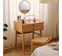 Grande tavolo da trucco in legno con specchio rimovibile con piano in vetro, scrivania per il trucco con spazio di archiviazione e sgabello, perfetto per la decorazione della camera da letto e del