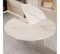 Grande tavolo rotondo pieghevole in legno, 55"-86", prolunga per tavolo,tavoli per banchetti e feste di catering, per interni/esterni(White stone texture,160cm/62.9in)