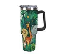 Grande tazza termica da 1180 ml in acciaio inox tazza da viaggio per portabicchieri auto, bicchiere per bevande calde e fredde, animali nella giungla tropicale