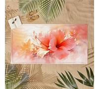 Grande Telo Mare 220x100cm fiore rosso Telo Mare Microfibra, Leggero ad Asciugatura Rapida Anti-Sabbia Asciugamano Palestra per Adulti, Donne e Uomini, Accessori Essenziali per la Spiaggia U-213