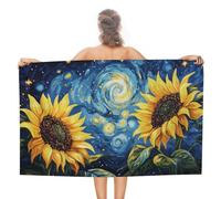 Grande telo mare con girasoli notturni cielo notturno in microfibra senza sabbia asciugamani da doccia grandi multiuso assorbente per bagno piscina 130 x 80 cm