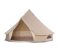 Grande tenda a campana in tela con telo da pavimento con cerniera e camino per campeggio, escursionismo, caccia e riparo per feste, disponibile in 3/4/5/6 m