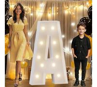 Grande tenda a LED da 1,9 m con luci a forma di lettera A per decorazione per feste, pannello in schiuma spessa pretagliata, kit di lettere mosaico con lampadine per matrimoni, feste, casa, bar, A