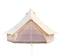 Grande tenda leggera 4 stagioni, Tenda a campana in tela di cotone con pavimento rimovibile antivento 3M di diametro 2-14 persone multicolore 300x300x200cm(White)