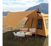 Grande tenda leggera 4 stagioni, Tenda a scomparsa for 4 persone for campeggio 4 stagioni con vestibolo e telo antipioggia multicolore 240x240x175 cm(Brown)