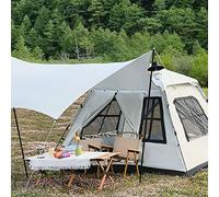 Grande tenda leggera 4 stagioni, Tenda a scomparsa for 4 persone for campeggio 4 stagioni con vestibolo e telo antipioggia multicolore 240x240x175 cm(White)