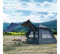 Grande tenda leggera 4 stagioni, Tenda a scomparsa for 4 persone for campeggio 4 stagioni con vestibolo e telo antipioggia multicolore 240x240x175 cm(Black)