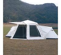 Grande tenda leggera 4 stagioni, Tenda da campeggio esagonale for famiglie di grandi dimensioni, 4 stagioni, con veranda, pop-up multicolore, diverse misure(Gold,Single Tent+2*Extension Tent)