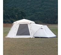 Grande tenda leggera 4 stagioni, Tenda da campeggio esagonale for famiglie di grandi dimensioni, 4 stagioni, con veranda, pop-up multicolore, diverse misure(White,Single Tent+1*Extension Tent)