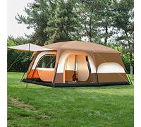 Grande tenda leggera 4 stagioni, Tenda da campeggio impermeabile for 4-6 persone, 2 stanze, telo antipioggia rimovibile, automatico, diverse misure, marrone(330 * 210 * 185cm)