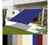 Grande tenda parasole impermeabile, 550 x 800 cm, protezione UV 95%, resistente agli strappi, per balcone, giardino, patio e campeggio, resistente al vento, facile installazione senza fori, blu