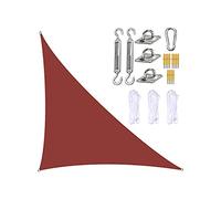 Grande tenda parasole impermeabile, 98% blocco UV, design triangolare, include kit di fissaggio per terrazza, patio, cortile e prato; rosso ruggine 5 x 5 x 7,1 m