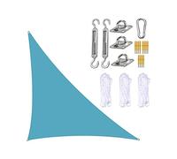 Grande tenda parasole triangolare ad angolo retto, 98% protezione dai raggi UV, impermeabile, con kit di fissaggio per terrazza, patio, cortile, prato, azzurro (3 x 4 x 5 m)