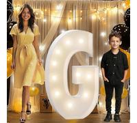 Grande tendone luminoso a LED da 1,2 m, con lettere G per decorazioni per feste, pannello in schiuma spessa pretagliata, kit di lettere mosaico con lampadine per matrimoni, feste, casa, bar, G, 120 cm