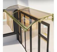 Grande tettoia in alluminio per veranda e patio, color foglia di tè, copertura antipioggia in policarbonato, protezione UV, protezione da neve e pioggia, 120 x 420 cm, elegante soluzione per coperture