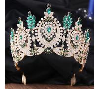 Grande tiara da donna con strass, per matrimonio, matrimonio, corona da regina, accessori per capelli da sposa, EN8, oro