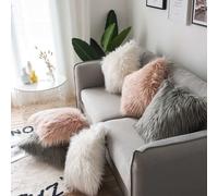 Grande Tinta Soffice Peluche Copricuscino Furry Copriletto Federe Arredo Casa