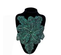 Grande toppa 3D a forma di fiore, multistrato, ricamata, con paillettes, decorazione da sposa, per abiti da sposa fai da te, abiti, giacche (verde scuro)