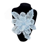 Grande toppa 3D a forma di fiore, multistrato, ricamata, con paillettes, decorazione da sposa, per abiti da sposa fai da te, abiti, giacche (blu)