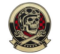 Grande toppa posteriore del cranio del casco sulla maglia, ferro sugli accessori personalizzati dell'emblema del ricamo