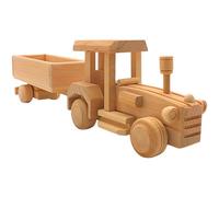 Grande trattore in legno sostenibile, auto in legno come trattore, auto decorativa, scala in legno, trattore con gancio come modello di auto in legno, lunghezza 40 x 7 x 12 cm.