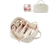 Grande trousse da viaggio, 2 organizer per cosmetici impermeabile, 180 °, con manico, borsa da toilette multi scomparti, per donne, viaggi e uso quotidiano