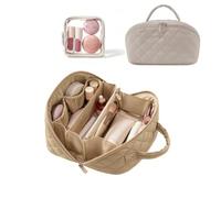 Grande trousse da viaggio, 2 organizer per cosmetici impermeabile, 180 °, con manico, borsa da toilette multi scomparti, per donne, viaggi e uso quotidiano