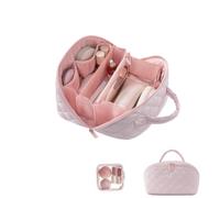 Grande trousse da viaggio, 2 organizer per cosmetici impermeabile, 180 °, con manico, borsa da toilette multi scomparti, per donne, viaggi e uso quotidiano