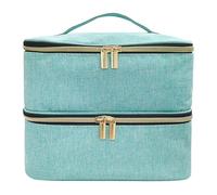 Grande trousse da viaggio con cerniera, organizer per smalti, borsa per cosmetici divisa con scomparti divisi, custodia morbida per smalto per unghie, lime per unghie e strumenti per manicure, Verde,