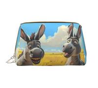 Grande trousse da viaggio per trucchi, divertente asino di campagna, in pelle PVC, portatile, con cerniera, borsa per la cura della pelle, trousse per trucchi da donna