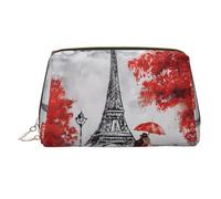 Grande trousse per cosmetici con stampa della Torre Eiffel di Parigi, portatile, adatta per viaggi e viaggi di lavoro