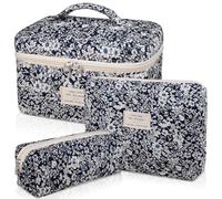 Grande trousse per trucchi, graziosa borsa per cosmetici per donne e ragazze, bella borsa da toilette a forma di civetta floreale, borsa portaoggetti da viaggio, Fiore nero.